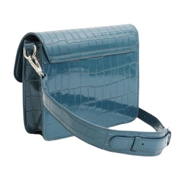 NEW HVISK Cayman Pocket Embossed Crossbody Bag in Dark Blue Vegan Leather - Picture 3 of 8